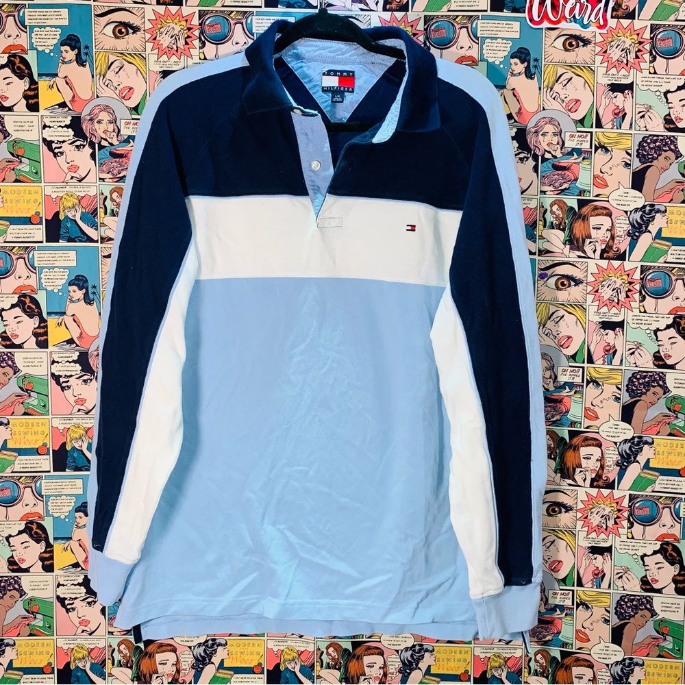 Vintage Tommy Hilfiger streetwear y23 Colorblock Rugby polo relaxed boxing
